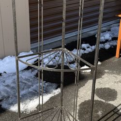 Vintage Wrought Iron Corner Plant Stand Shelf