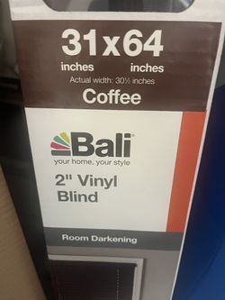 Bali 2” Vinyl Blinds 31”X64”. Coffee