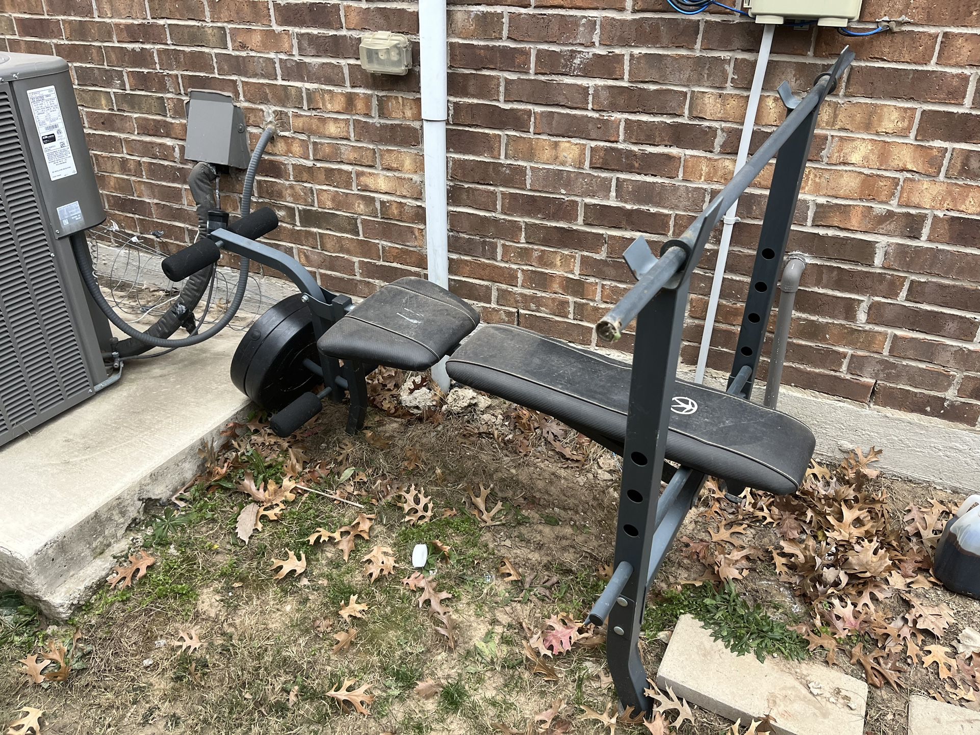 Weight Bench, Bar And 6 Weights