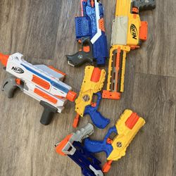 Assorted Nerf Guns, Laser Tag Set And Extra Nerf Bullets