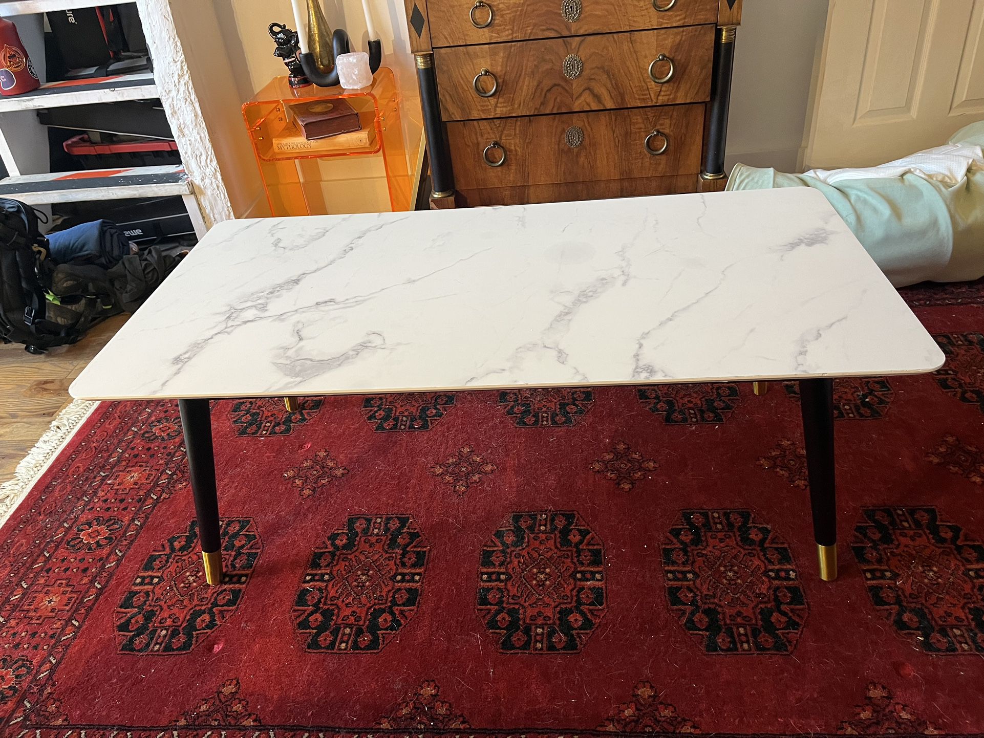 Faux marble coffee table mcm midcentury style