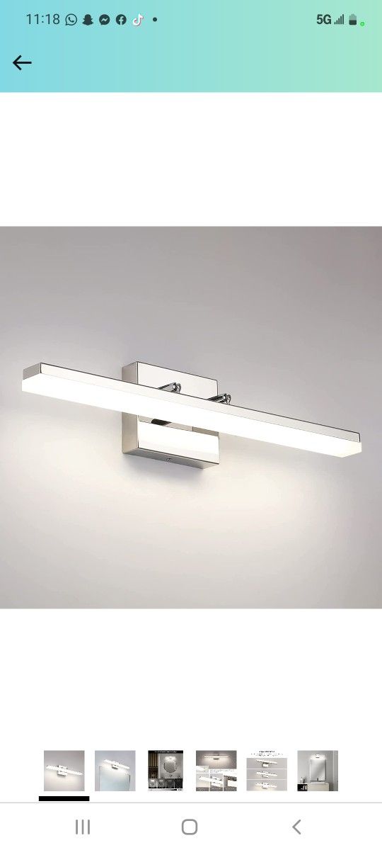 Modern Bathroom Vanity Light 20" Long Chrome 7Degobii Dimmable LED Vanity Light Fixtures for Bathroom Makeup Mirror Lighting Adjustable Decor Wall Sco
