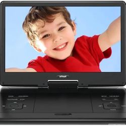 15.9" Portable DVD Player - with 14.1" Large HD Screen, 6 Hours Rechargeable Battery, High Volume Speakers, Region Free, Support USB/SD/Headphone/Sync