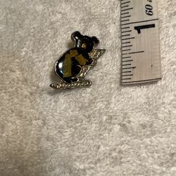 Gold Tone Metal & Acrylic Koala Lapel Pin Back