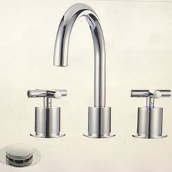 2 Cross Handle Bathroom Sink Faucet 3 Hole