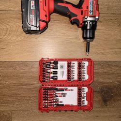 Milwaukee M18 Drill w/ REDLITHIUM XC Battery + Bit Set