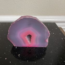 Polished Pink Lavender Natural Agate Geode From Brazil  3”x4”