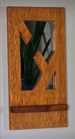Handcrafted Wooden Wall Mirror with Tiny Shelf