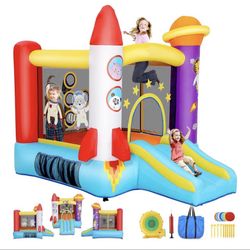 New Inflatable Bounce House with Blower - Space Castle Jumper Jump for Kids