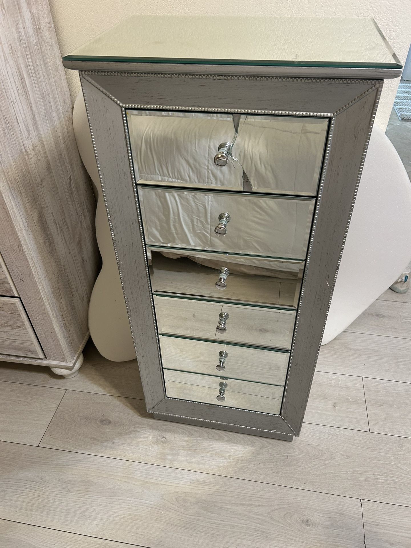 Silver mirrored Jewelry Cabinet