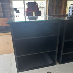 Black Adjustable Shelf Unit With Glass Top Free