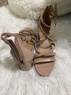 Nude Strappy Block Heel Sandals size 9 1/2