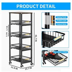 Fruit Basket Storage Rolling Cart