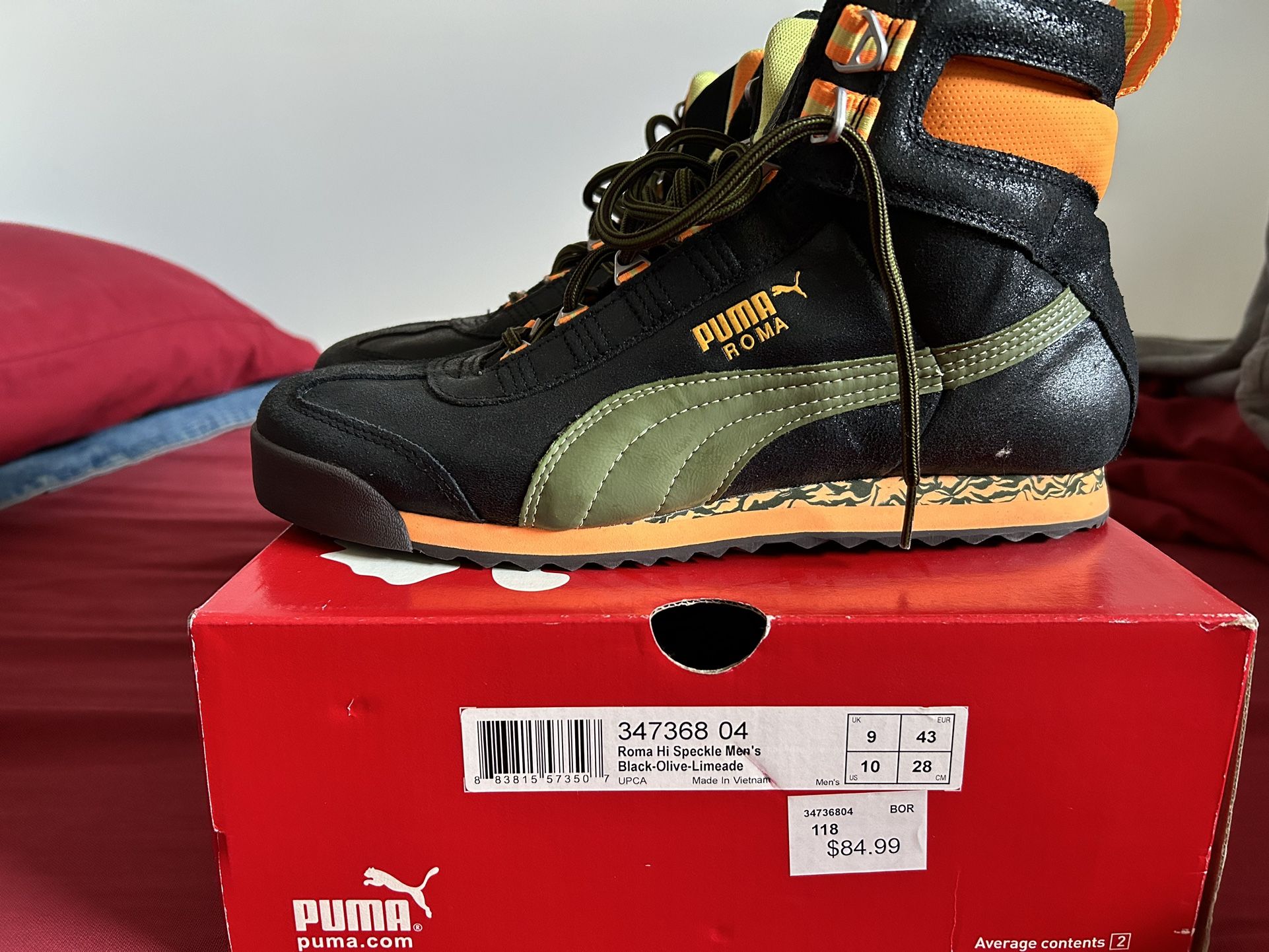 PUMA Roma Hi Speckle Black/Olive Green/Orange *deadstock* New with box Men’s Size 10