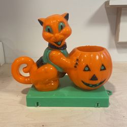 Vintage Rosbro Halloween Cat Candy Container