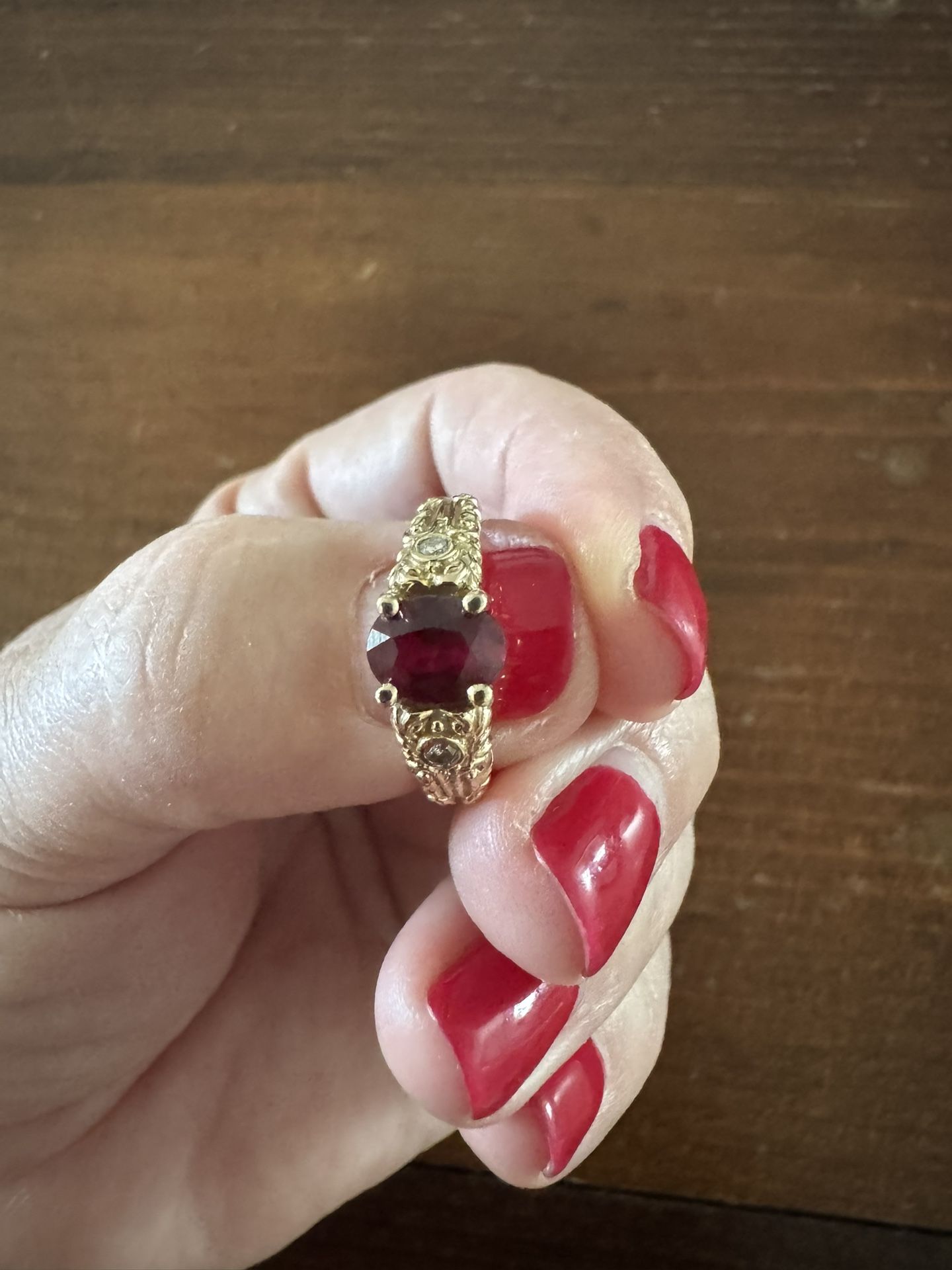 Ornate 14k Gold Ruby Ring