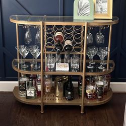 Console Table Gold Modern With Glass Top [NEW]
