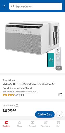 Midea 12,000 BTU Smart Inverter U-Shaped Window Air Conditioner — New / Never Used