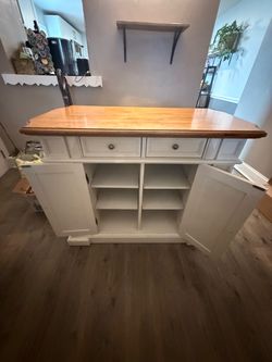 Homestyles Americana Kitchen Island w/ Drop Leaf – White & Oak