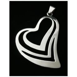 2.7" x 2.1" Solid Sterling Silver 3 Heart Pendant. Mexico, Taxco. Mint!