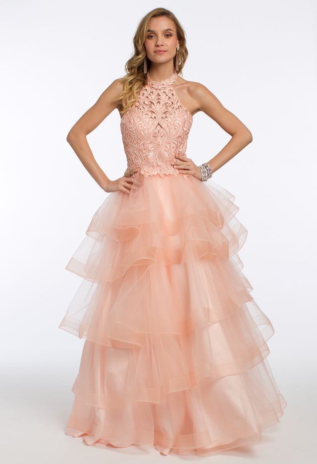 CAMILLE LA VIE blush peach tulle quinceanera dress sweet 16 gown size 2
