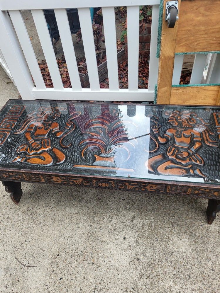 Honduran 1960s Carved Coffee Table