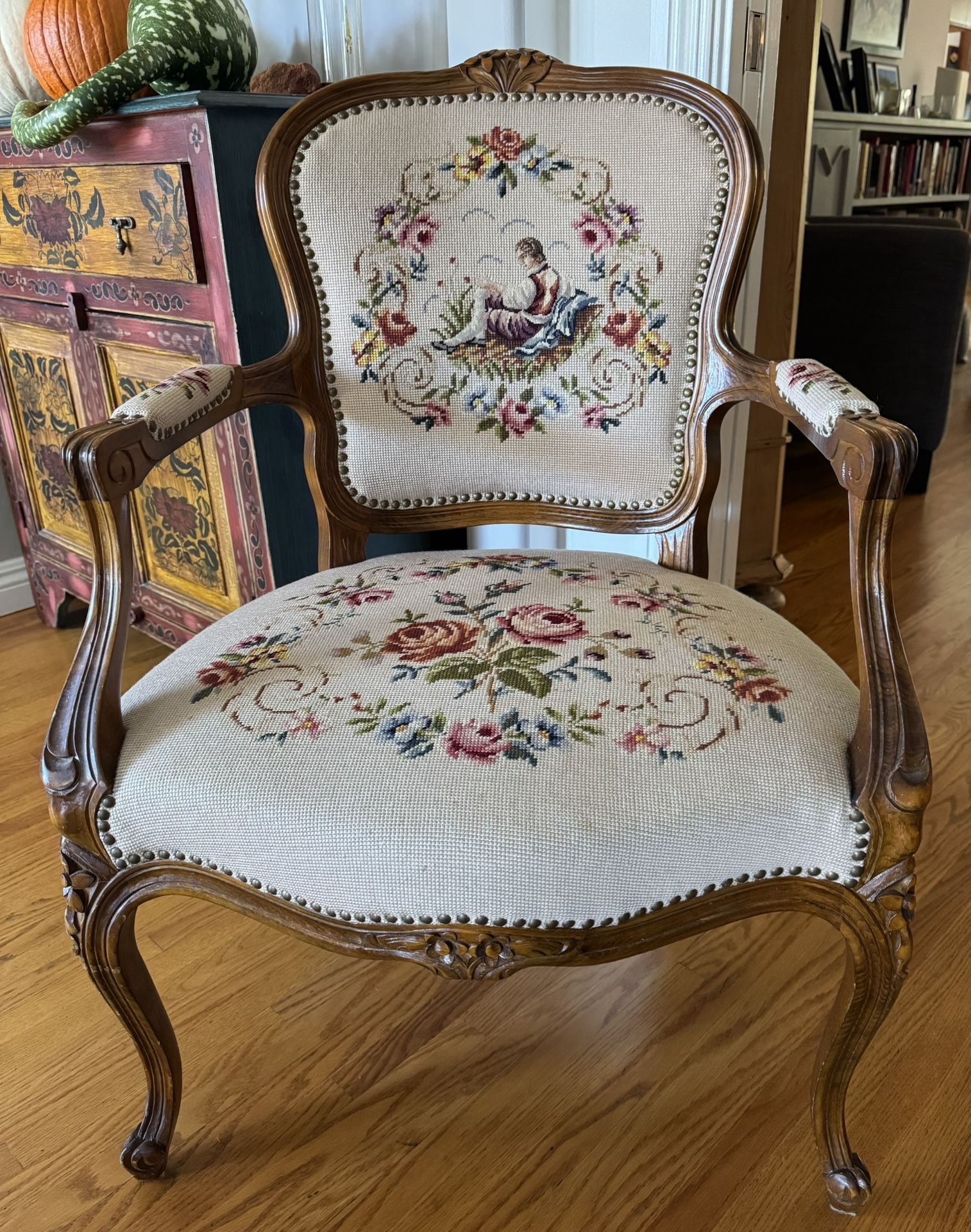 Gorgeous Victorian Embroidered Arm Chair