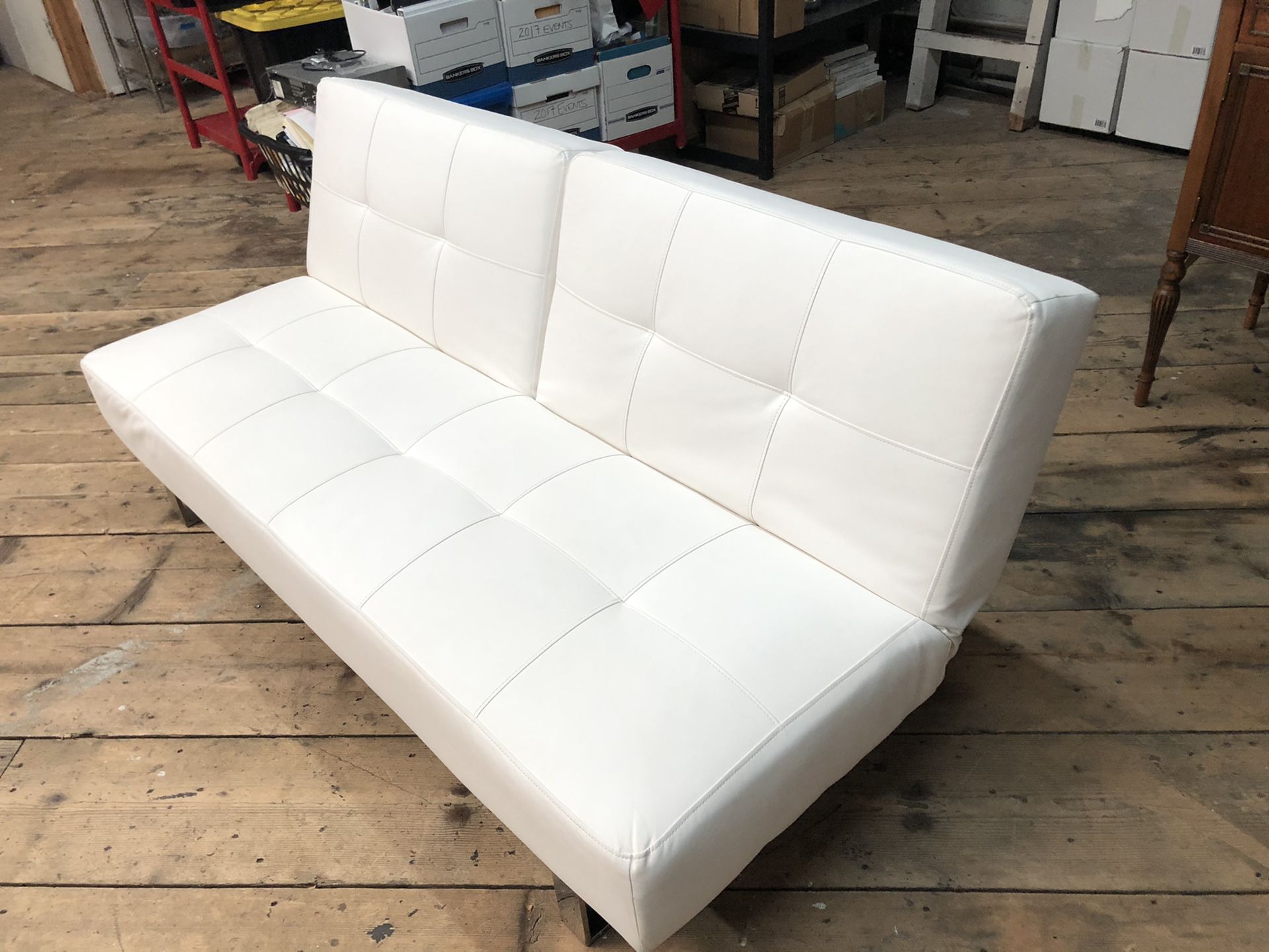 White Futon, Small Sofa, Couch, Adjustable, 2 of 2
