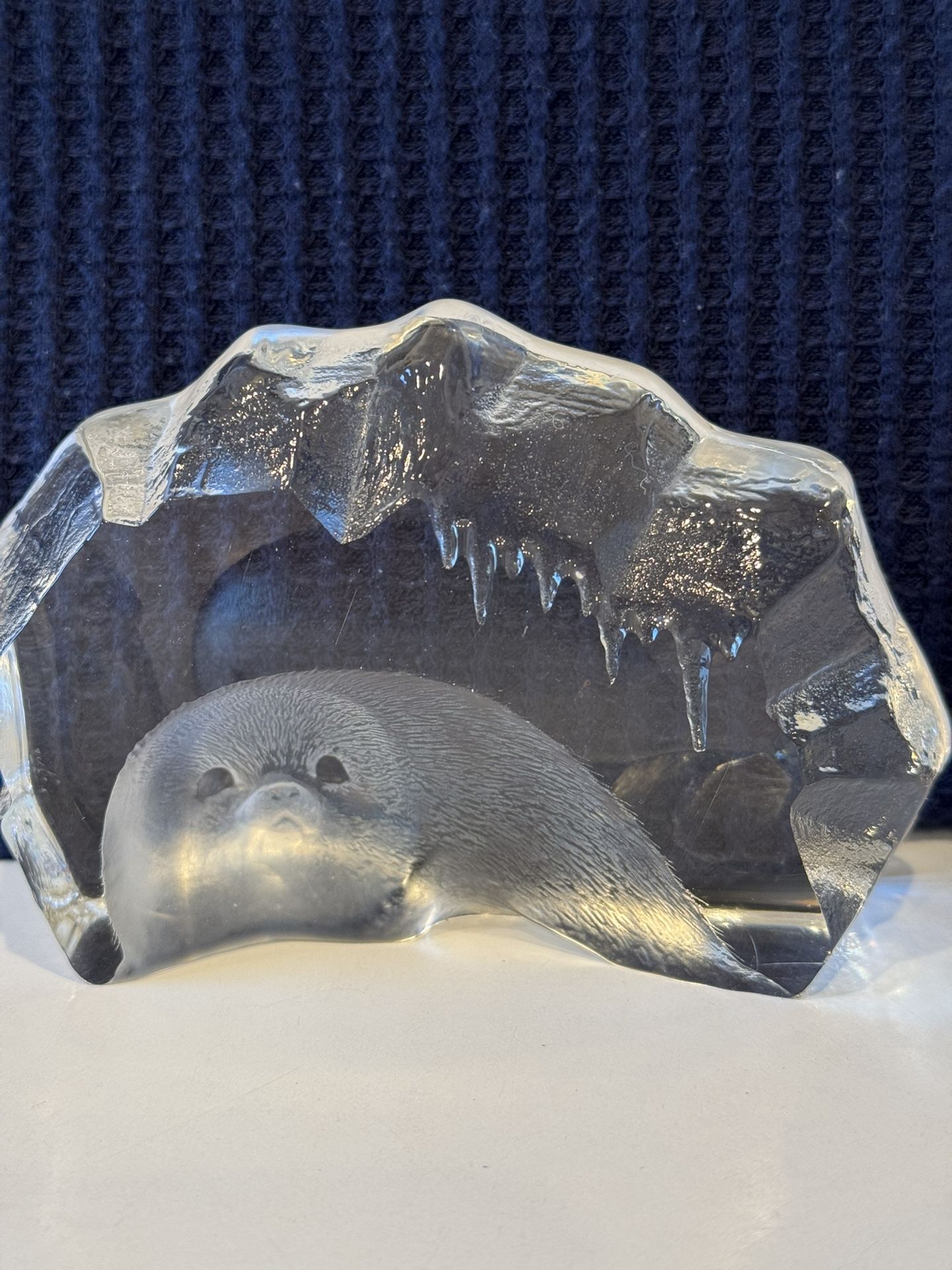 Paperweight Lead Crystal Mats Johansson Sweden Baby Seal 3x 4”