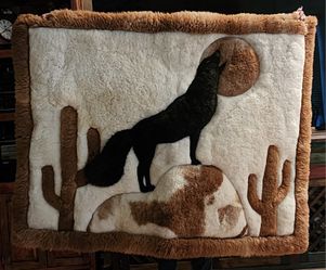 Alpaca Wall Hanging Coyote Howling At The Moon