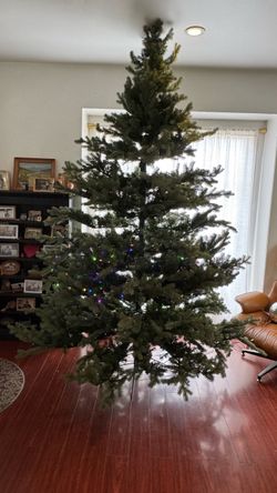8.5–9 Ft Artificial Christmas Tree – Pre-Lit (Some Lights Not Working)