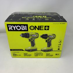 New Ryobi PCL1200K2 ONE+ 18V Cordless Drill & Impact Driver Combo Kit