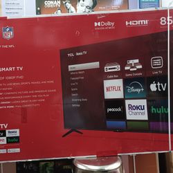 85" Screen Led Smart 4k By TCL With Roku Streaming.  Endless Entertainment.  Brand New 