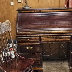 Roll Top Desk With Matching Chair