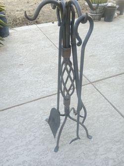 Basket weave fireplace toolset
