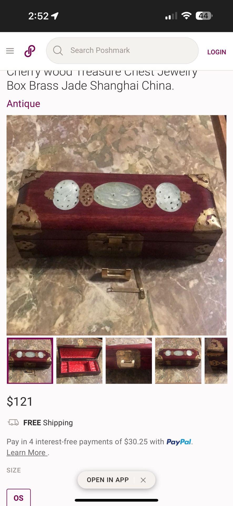 Cherry Wood Jewelry Box Real Jade 