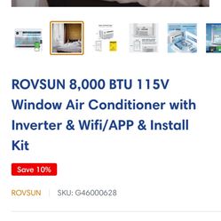 ROVSUN Smart 8000 BTU Window Air Conditioner with WiFi, Energy Saving Window AC Unit with Remote & App Control, Timer Function & Easy Install Kit, for
