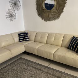 genuine italian off white leather sectional
