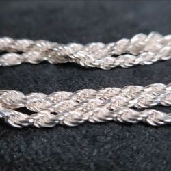 Brand New 3.25mm Silver Rope Chain 22-inch 