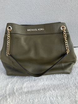 Michael Kors Jet Large Chain Shoulder Tote - Olive Green “BA-1909”