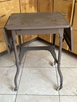 VINTAGE METAL TYPEWRITER STAND WITH DRAWER
