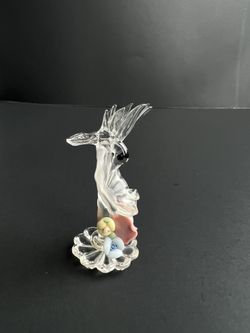 Vintage very rare hummingbird nectar sipping crystal figurine