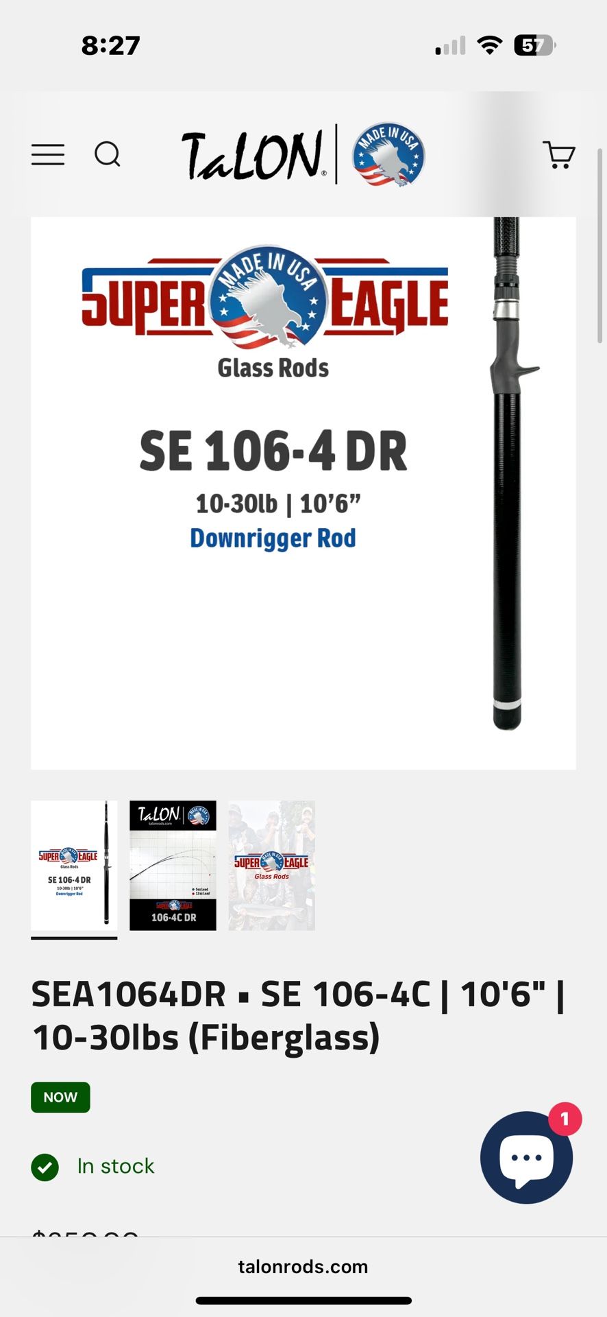 Talon Fishing Rod For Downrigger