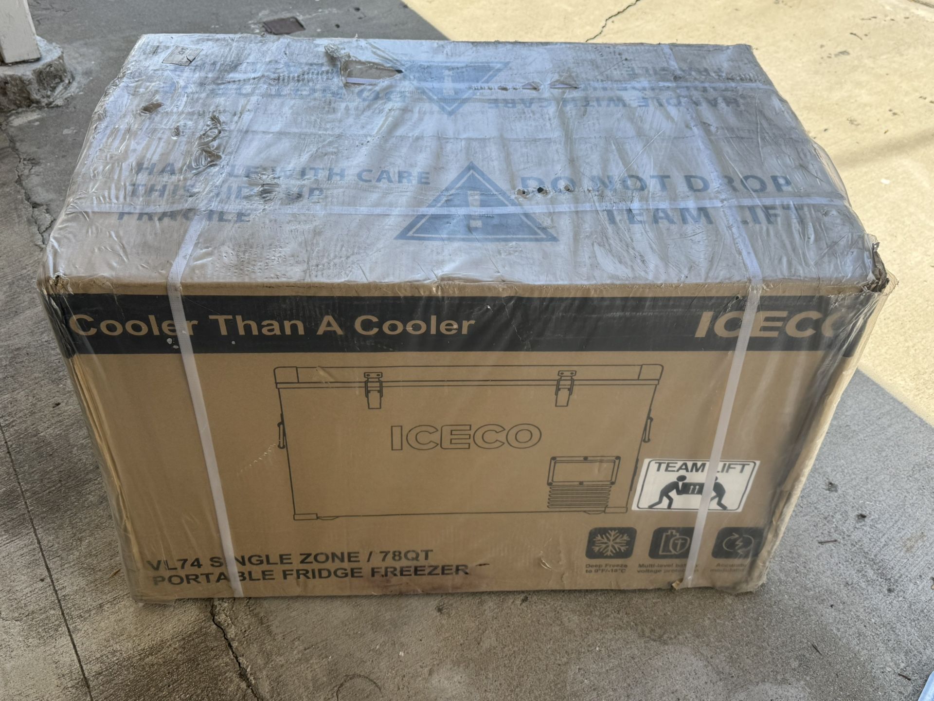 ICECO VL74 Single Zone Portable Refrigerator with SECOP Compressor, 74 Liters Chest Freezer, DC 12/24V, AC 110-240V, 0℉ to 50℉, Home & Car Use (withou