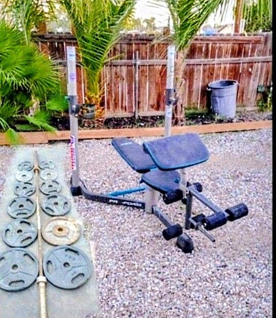 245lbs Olympic Weights+ Bench + 45lb Barbell 