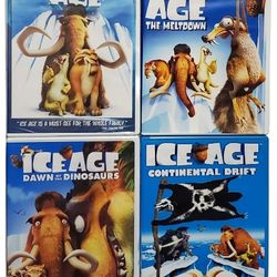 4 Ice Age Animated Movie Lot Kids Family Movies 2 Sealed Meltdown Continental Drift Dawn Dinosaurs 