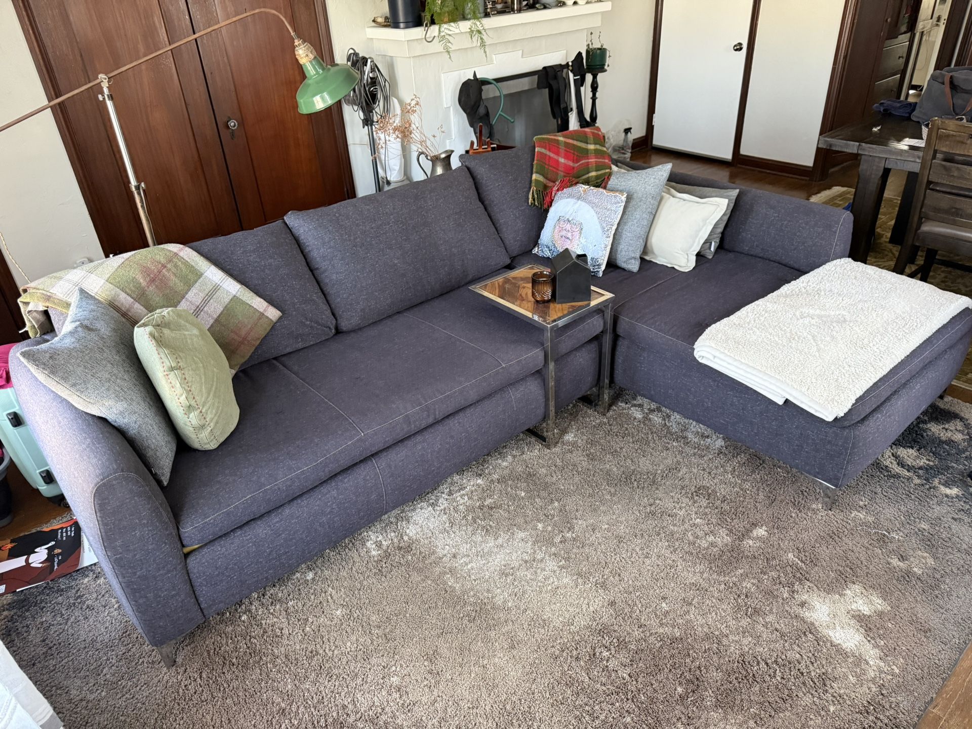 Comfortable Sectional Couch Gray/Navy