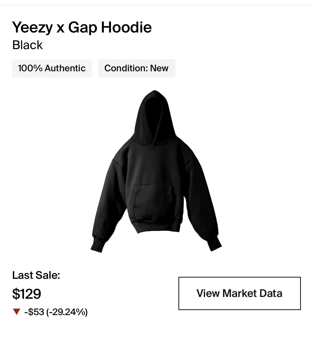 Yeezy x Gap Black Hoodie new
