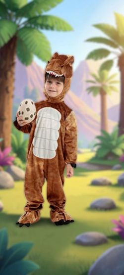 Toddler Spooktactular Creations Brown T-Rex Costume with Hooded Head & Egg, 3T/4