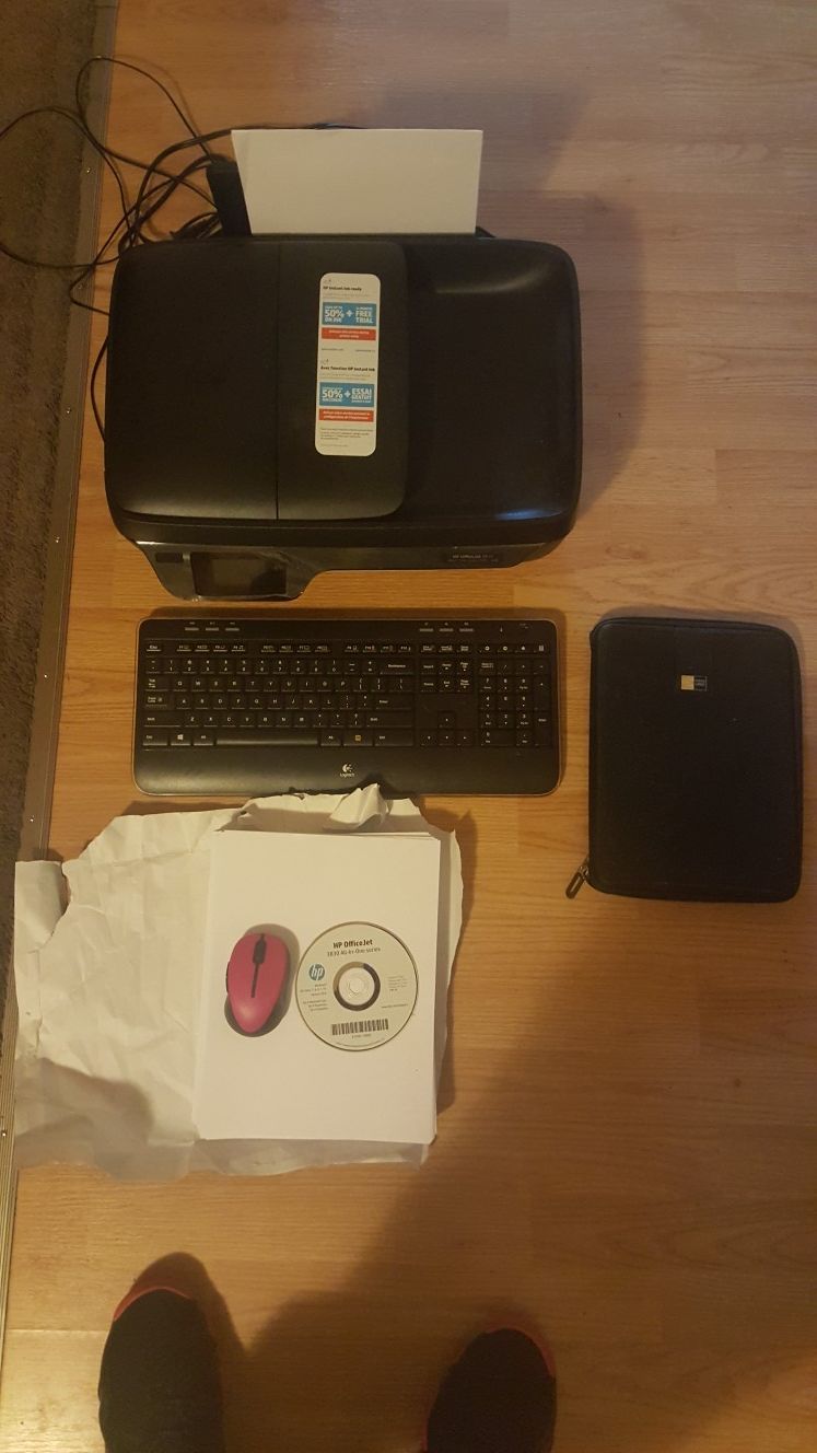 HP printer with wireless keyboard and wireless mouse